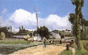 Camille Pissarro Riparian scenery on oil painting reproduction